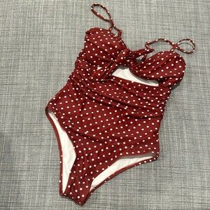 Burgundy Polka Dot One Piece